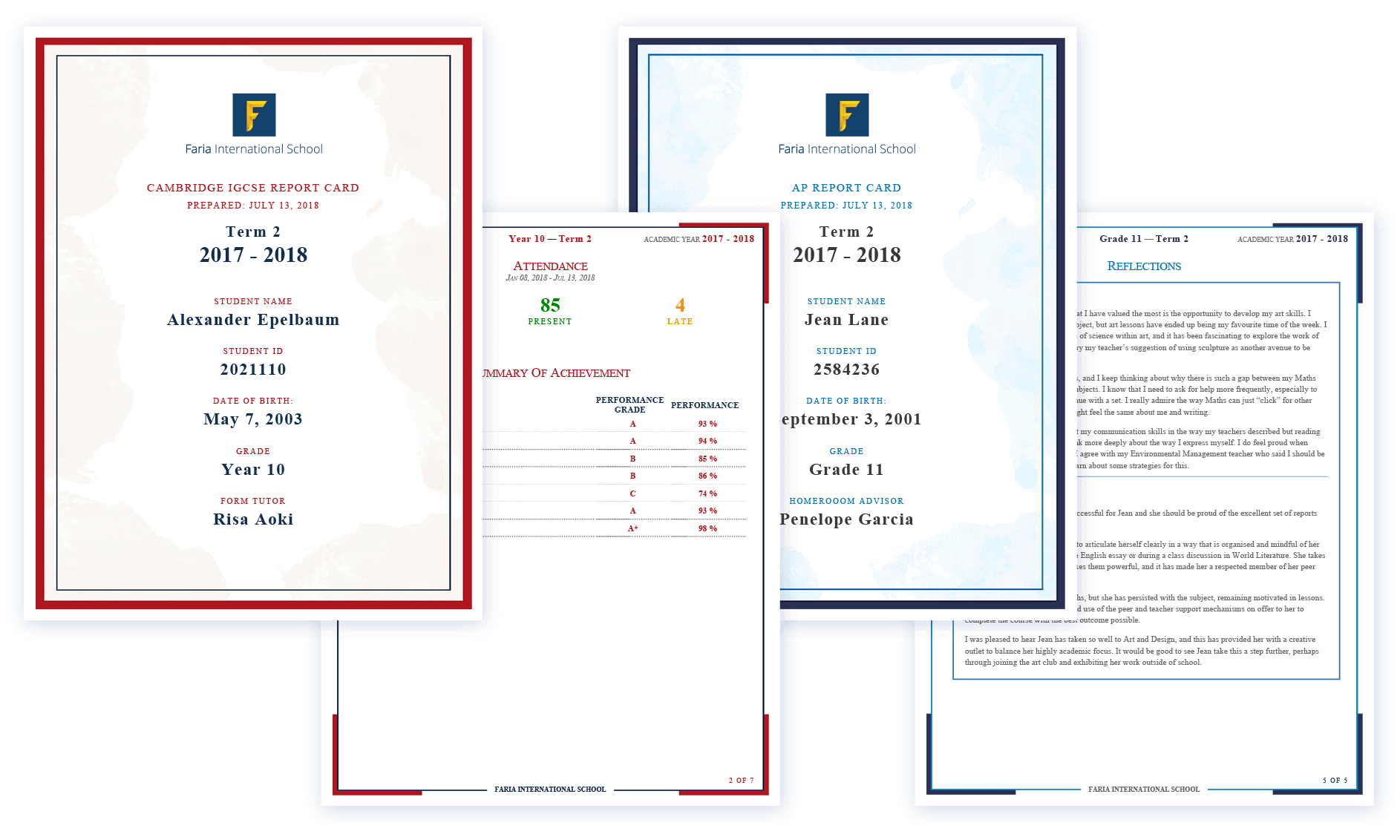 report cards