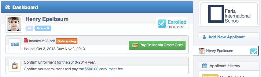 Enrollment Fee and Confirmation