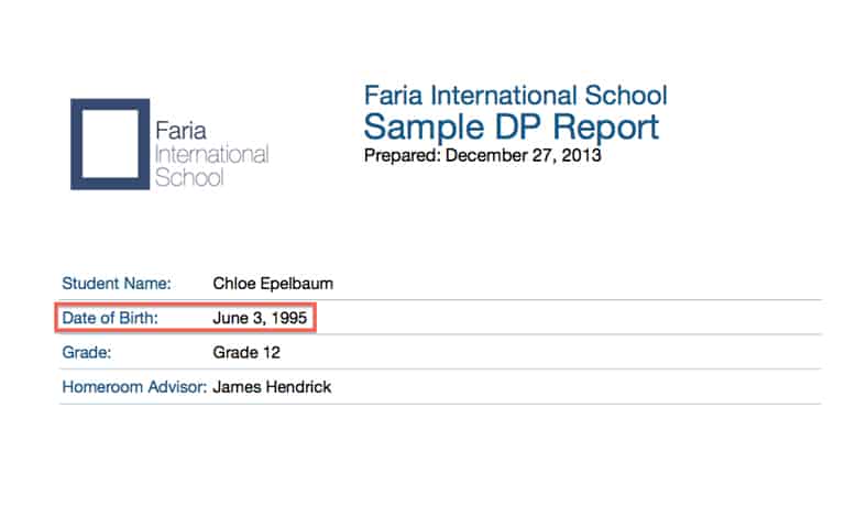 Date of Birth Now Available on Reports - ManageBac