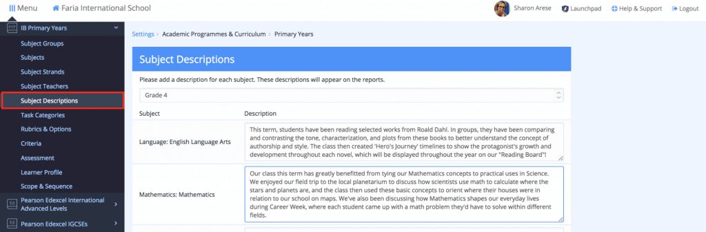 Feature Friday 1 Subject Descriptions