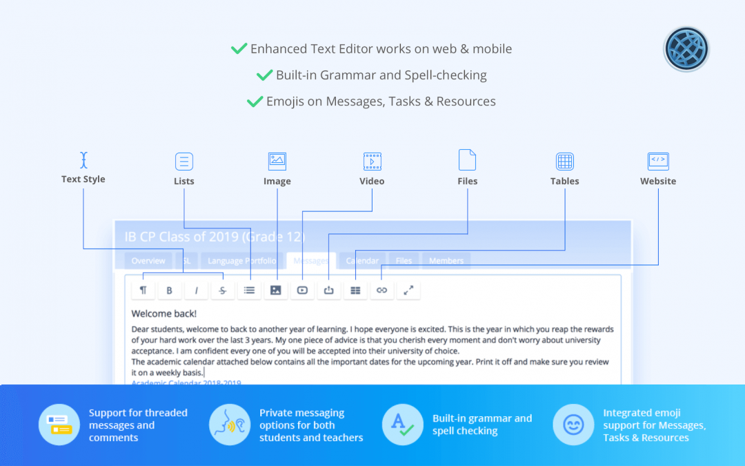 Enhanced Text Editor and Messaging User Interface Improvements