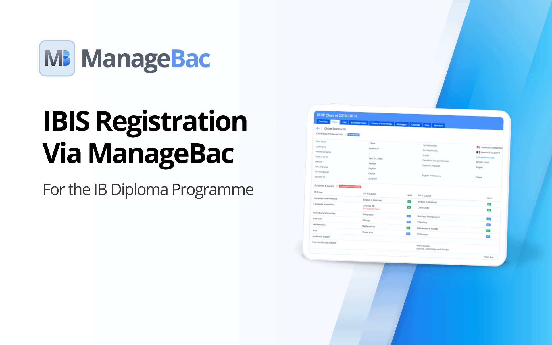 Using IBIS Registration via ManageBac for the DP Programme