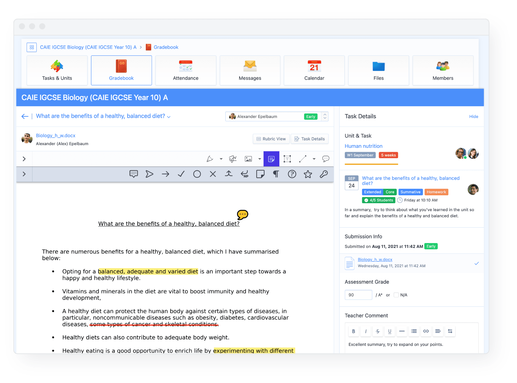 Curriculum First gradebook