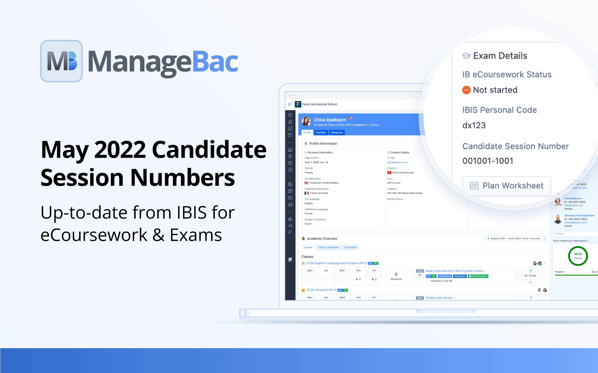 May 2022 Candidate Session Numbers ManageBac