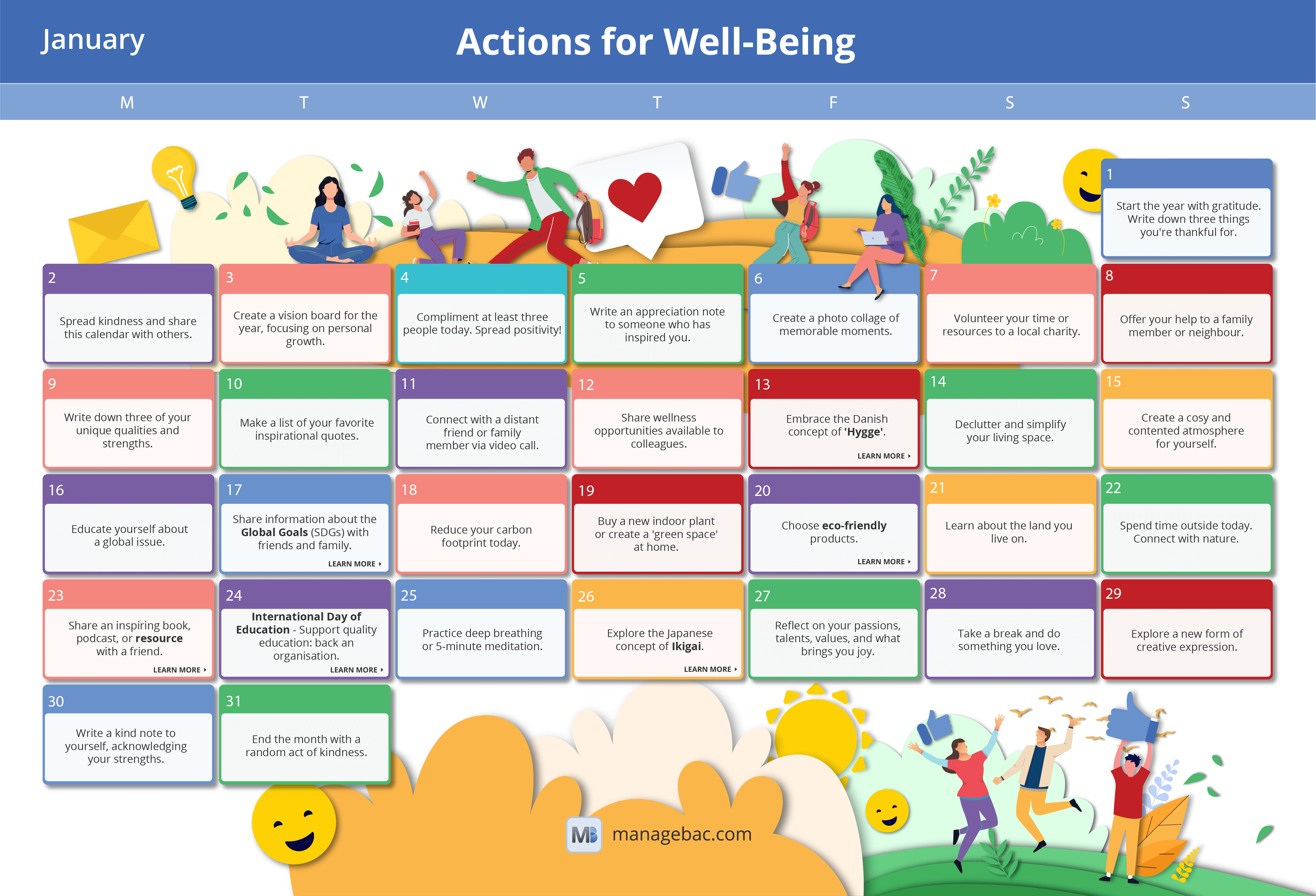 Actions for Well Being Calendar